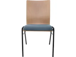 Besucherstuhl "A45" Buche, Gestell schwarz, Steg, Sitzpolster stahlblau – Produktbild 1 von 1