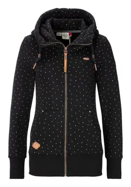 ragwear ragwear Kapuzensweatjacke figurbetont mit gepunktetem Allover-Print und großer Kapuze – Produktbild 1 von 1