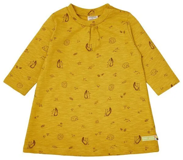 loud + proud loud + proud Babys & Kinder Kleid Slub Jersey mit Druck, GOTS-zertifiziert, Curry(gelb), – Produktbild 1 von 3