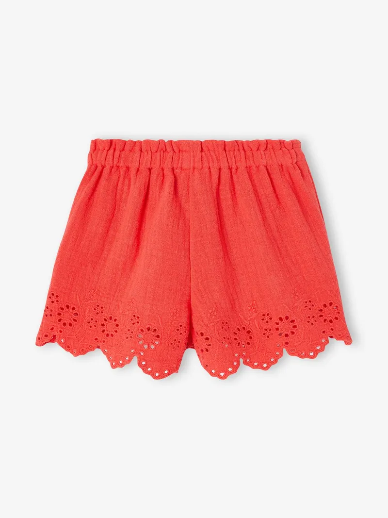 Vertbaudet Musselin-Shorts Mädchen Baby, Rot, – Produktbild 2 von 3