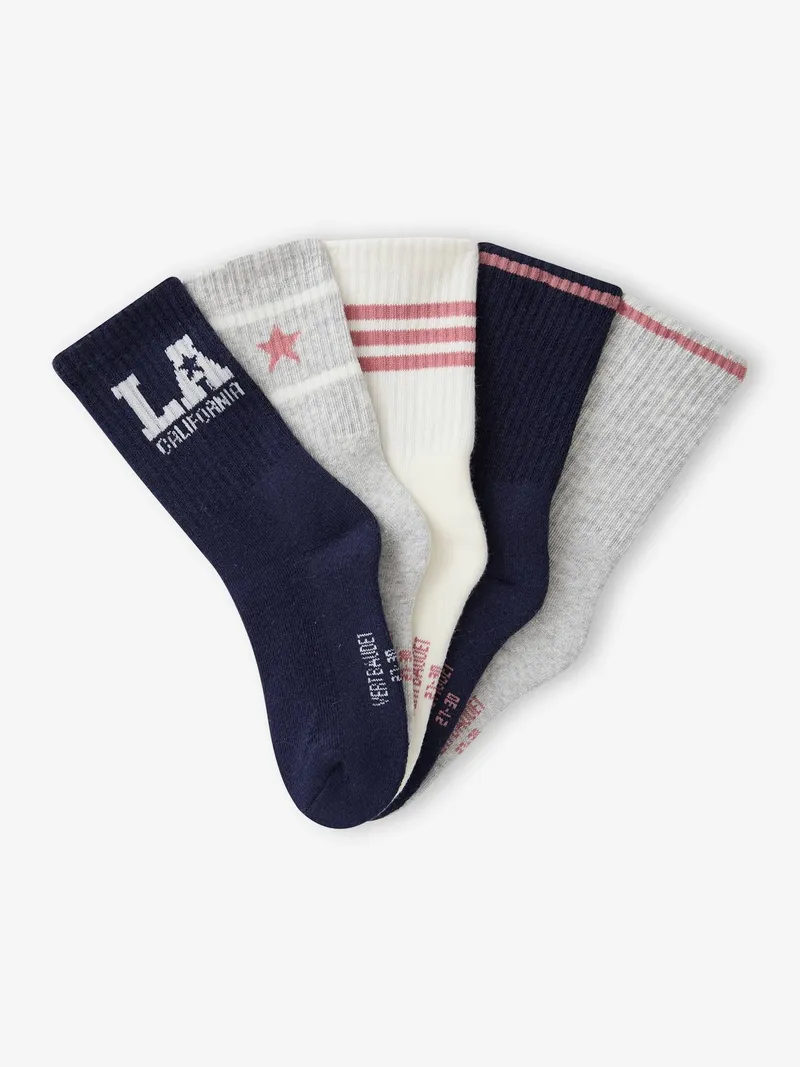 Vertbaudet 5er-Pack Socken LA California Mädchen, Grau meliert, – Produktbild 2 von 2
