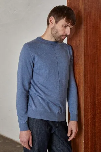 About Companions About Companions Klassischer Strickpullover MILO aus Bio-Baumwolle, Blau (eco mid blue), – Produktbild 3 von 4