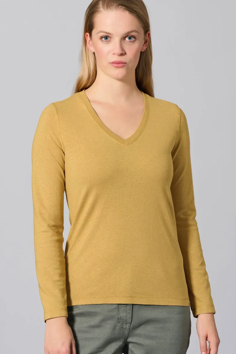 HempAge Hempage Damen vegan Sportliches Langarm T-Shirt In Dijon Gelb, Gelb, – Produktbild 2 von 2