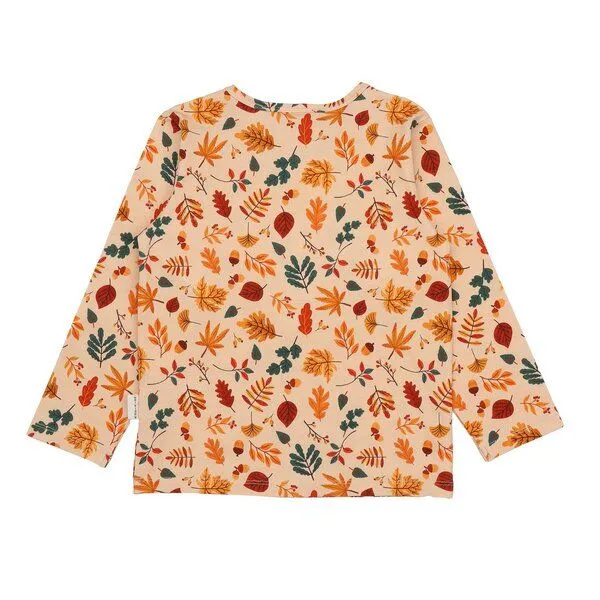 Walkiddy Walkiddy Kinder Langarmshirt GOTS-zertifiziert aus Bio-Baumwolle mit Herbstblätter-Muster, Beige, – Produktbild 2 von 3