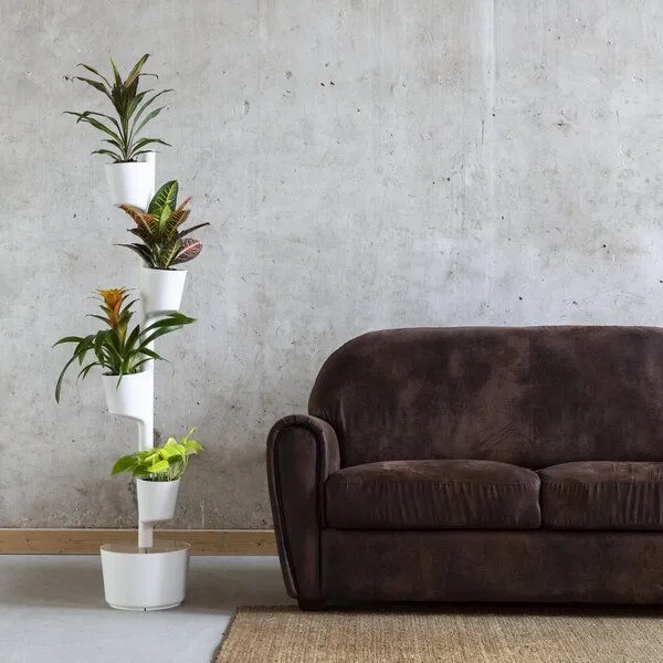 CitySens CitySens Vertikaler Blumentopf mit manueller Bewässerung 4 Blumentöpfe, Weiss, – Produktbild 3 von 4