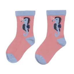 Walkiddy Baby Socken Bio-GOTS Baumwolle Walkiddy Blau Seahorses & Dragonflies, weiche Strümpfe mit Umschlagbündchen, rutschfestem Sitz, hautfreundlich, nachhaltig produziert für zarte Babyfüße – Produktbild 1 von 1