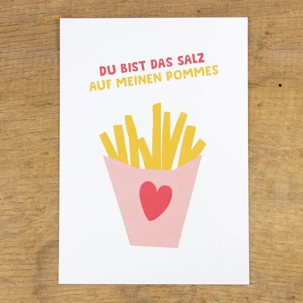 Bow & Hummingbird Bow & Hummingbird Postkarte "Salz auf meinen Pommes" aus Recyclingpapier – Produktbild 1 von 3