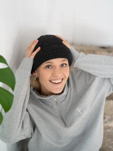 FUXBAU FUXBAU Kurze Merino Fischermütze, Anthrazit, – Produktbild 3 von 4
