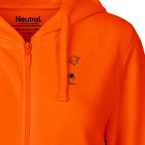 HANDGEDRUCKT HANDGEDRUCKT "Kosmokind" Frauen Zip Hoody Neutral, Orange, – Produktbild 1 von 4