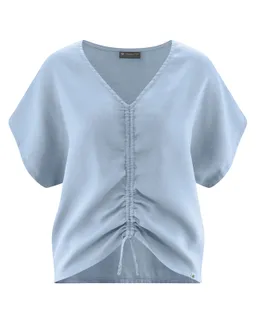 HempAge Hempage Damen vegan Bluse Mit Raffungen Summer Smoke Blau – Produktbild 1 von 1