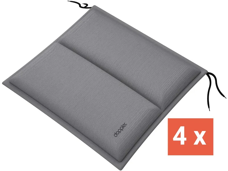 Doppler doppler Sitzkissen "CITY" mit Längssteppung, 4er-Pack, 48x48x6 cm, Polyester, dunkelgrau – Produktbild 1 von 1