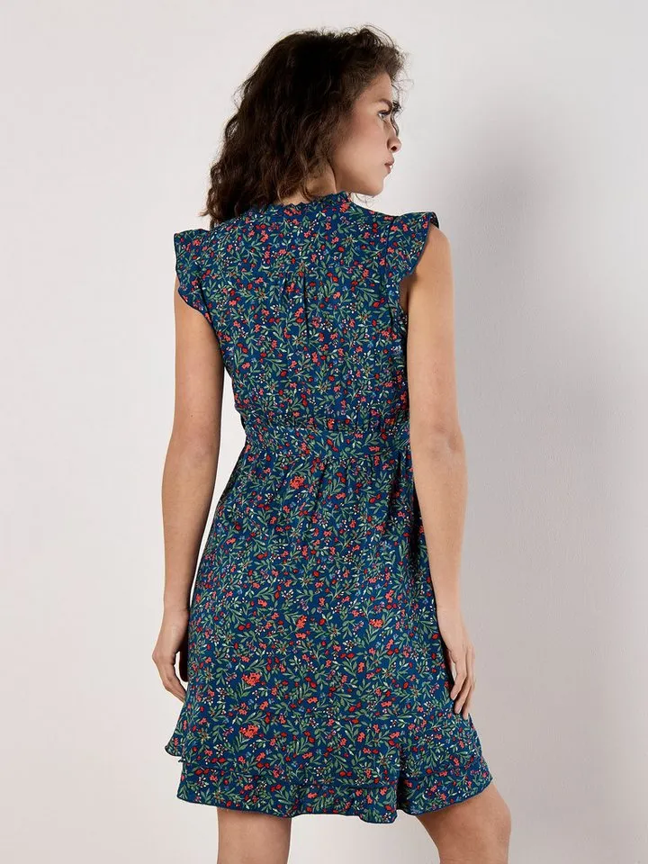 Apricot Apricot Druckkleid Blumenkleid mit Rüschen, Blau, – Produktbild 3 von 5