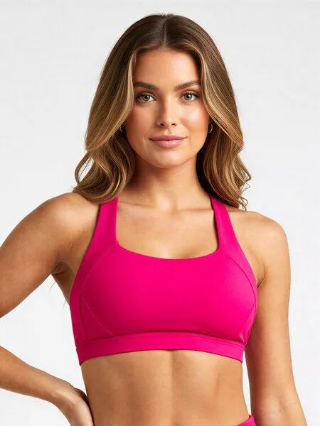 Yoga Hero Yoga Sport-BH Damen aus ECONYL® – Nachhaltiger Yoga BH – Bangkok Collection – Yoga Hero, Pink, – Produktbild 1 von 4