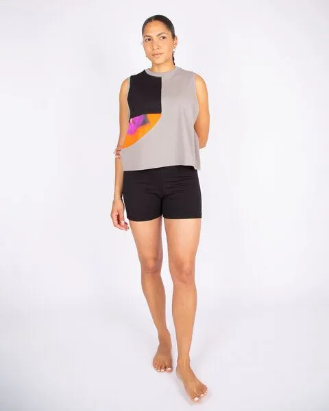 ÆVRIL ÆVRIL Damen Yogashirt // Floripa Print, Clay, Black // Bio-Baumwolle – Produktbild 1 von 4