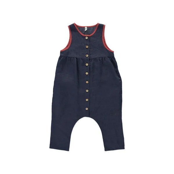 PETER JO PETER JO Baby Jumpsuit aus Leinen Sun Drop, Blau, – Produktbild 1 von 3