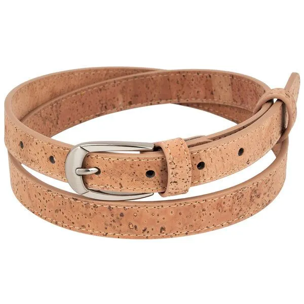Simaru Simaru Damen Gürtel aus Kork mit edler Schnalle, Veganer Gürtel PortoAlegre, Beige, – Produktbild 2 von 4