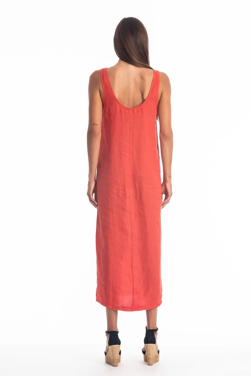 RAVENS VIEW IBIZA RAVENS VIEW IBIZA Damen vegan Kleid Nicola Fliese Rot, Dunkelorange, – Produktbild 1 von 2