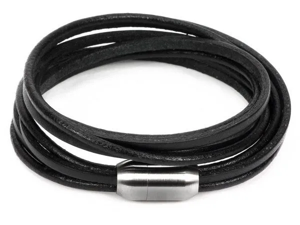 Simaru Simaru Echtleder- /Wickelarmband für Damen & Herren mit Magnetverschluss, Schwarz, – Produktbild 3 von 4
