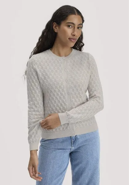 hessnatur hessnatur Strick Jacke Regular aus Bio-Baumwolle und Schurwolle, Düne, – Produktbild 1 von 4