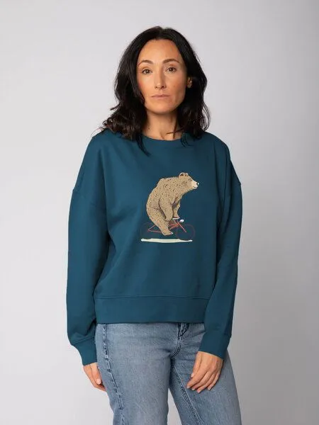 watapparel watapparel Sweatshirt Frauen Fahrradbär, Deep teal, – Produktbild 2 von 2