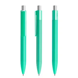 prodir prodir® Druckkugelschreiber DS4 Soft Touch PRR Push, blaue Mine, hellgrün/silber satiniert, Silber / hellgrün, – Produktbild 1 von 1
