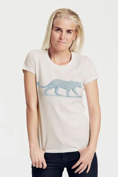 Peaces.bio - handbedruckte Biomode Peaces.bio - handbedruckte Biomode Bio-Damen-T-Shirt "Leopard", Natur, – Produktbild 1 von 2