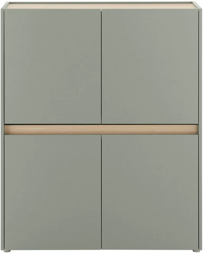 Home affaire Highboard City/Giron, moderner Schrank, Kommode, Stauraumschrank, Hochschrank, zeitlos, modern, ausreichend Stauraum, vielseitig einsetzbar, Grün, – Produktbild 4 von 5