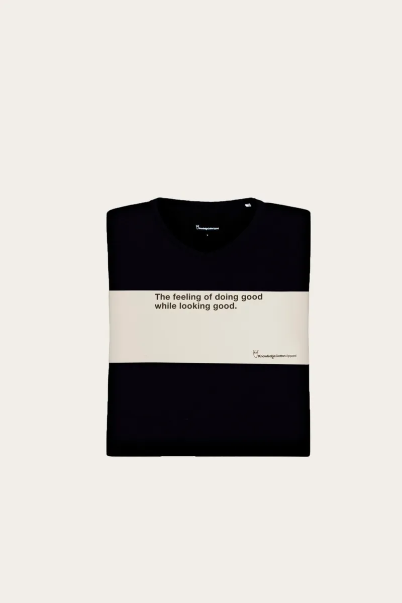 KnowledgeCotton Apparel KnowledgeCotton Apparel Herren vegan 3er-Pack T-Shirts, Regular-Passform V-Ausschnitt, Schwarz Jet, Schwarz, – Produktbild 1 von 1