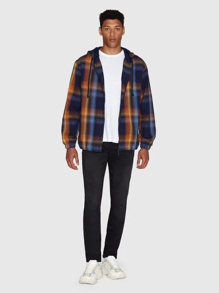 KnowledgeCotton Apparel KnowledgeCotton Apparel Jacke CHECKED HOODIE TWILL aus Bio-Baumwolle, Blau (blue check), – Produktbild 3 von 4