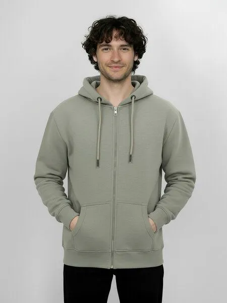 GreenBomb GREENBOMB Basic Stark - Lässige Sweatjacke aus Bio-Baumwolle / GOTS / Fair & Vegan, Grau (moos mint), – Produktbild 1 von 4
