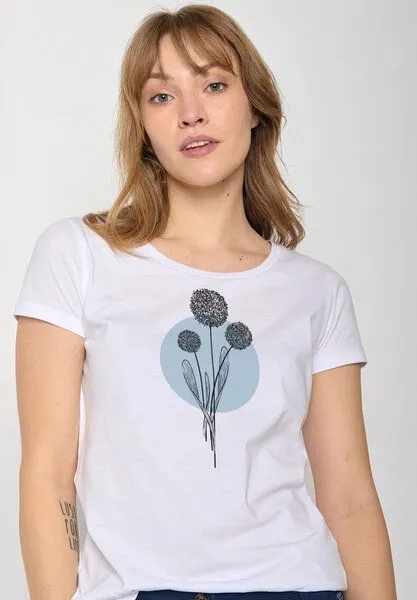 GreenBomb GREENBOMB Nature Allium Loves - Sportliches T-Shirt aus Bio-Baumwolle / hochwertiger Print / GOTS / Fair & Vegan, Weiß (weiß), – Produktbild 3 von 4