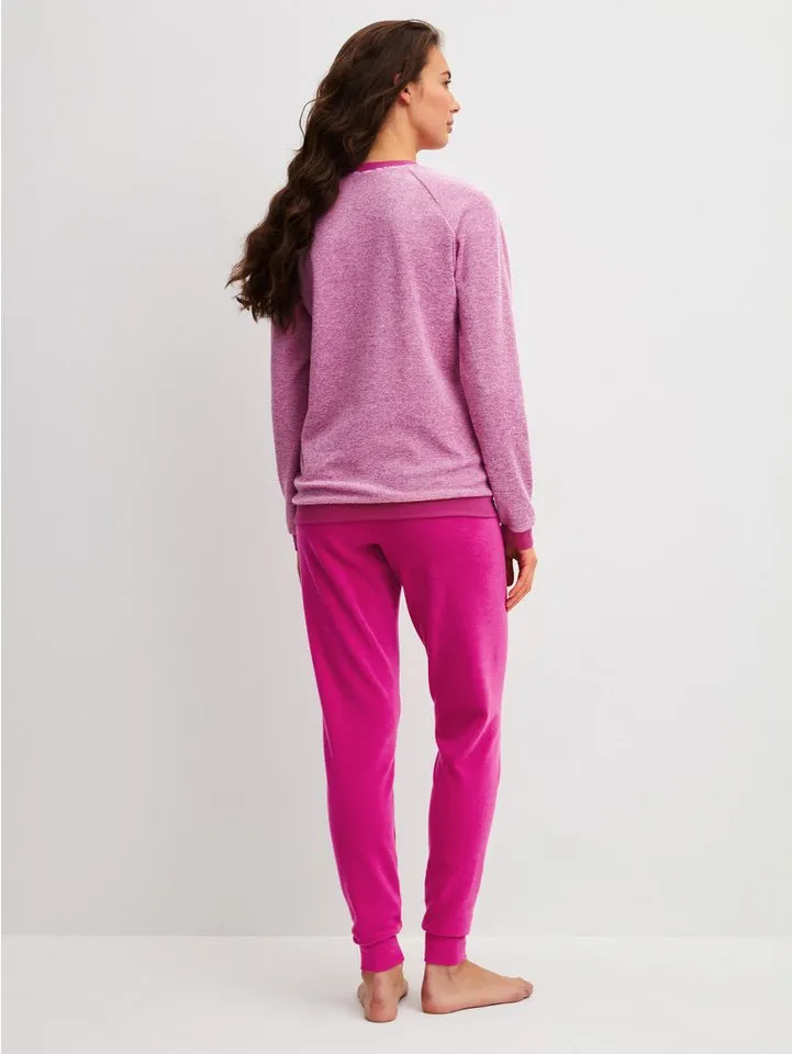 CALIDA CALIDA Schlafanzug Soft Dreams (2 tlg) mit Bündchen, Rundhalsausschnitt, langen Ärmeln, Rot, – Produktbild 3 von 5