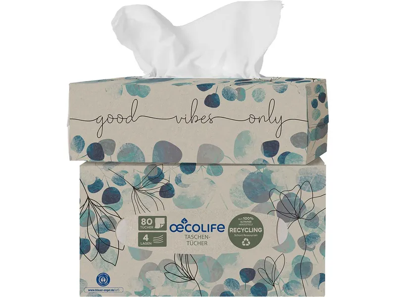 oecolife oecolife Taschentücher "Recycling" in gemusterter Box – Produktbild 1 von 1