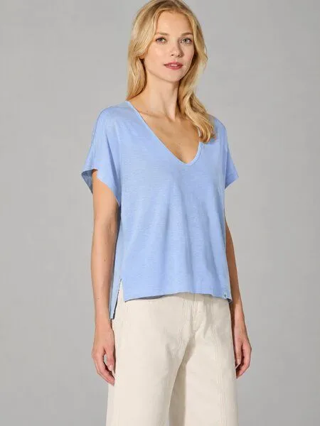 HempAge HempAge Damen Slub Jersey T-Shirt Hanf/Biobaumwolle, Water(blau), – Produktbild 2 von 4