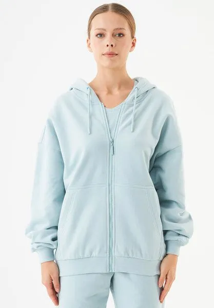 ORGANICATION ORGANICATION ESSENTIALS-JALE- Soft Touch Sweatjacke aus Bio-Baumwolle, Mint blue, – Produktbild 1 von 4