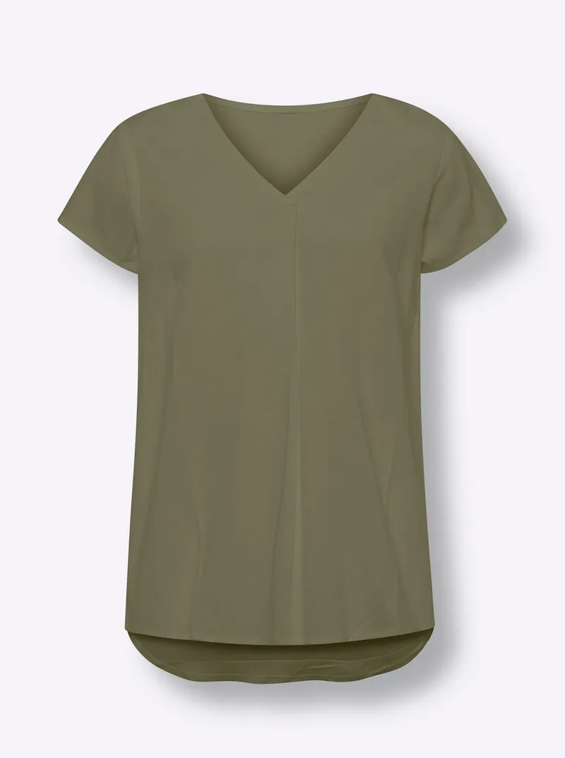 heine Kurzarm-Bluse, Khaki, – Produktbild 1 von 2
