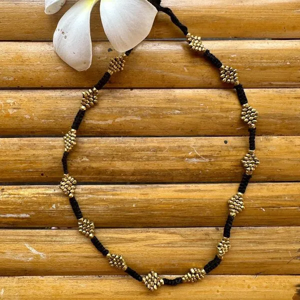 KIKOONI KIKOONI Dokra Kette "FLOWER", Schwarz, – Produktbild 5 von 7