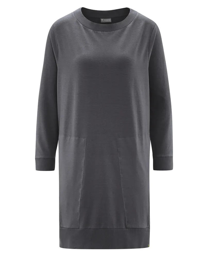 HempAge Hempage Damen vegan Sweatshirt Dress Anthrazit, Grau, – Produktbild 1 von 2