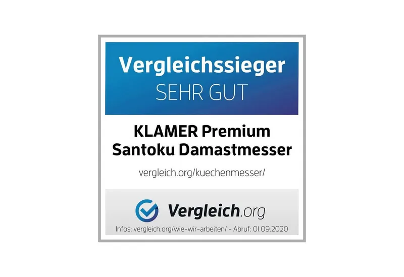 KLAMER Damastmesser Premium Santoku Messer echter japanischer Stahl 18 cm Kochmesser, 67-Lagen Damaststahl, 61 HRC, 13° Schnittwinkel, Schwarz, – Produktbild 2 von 5