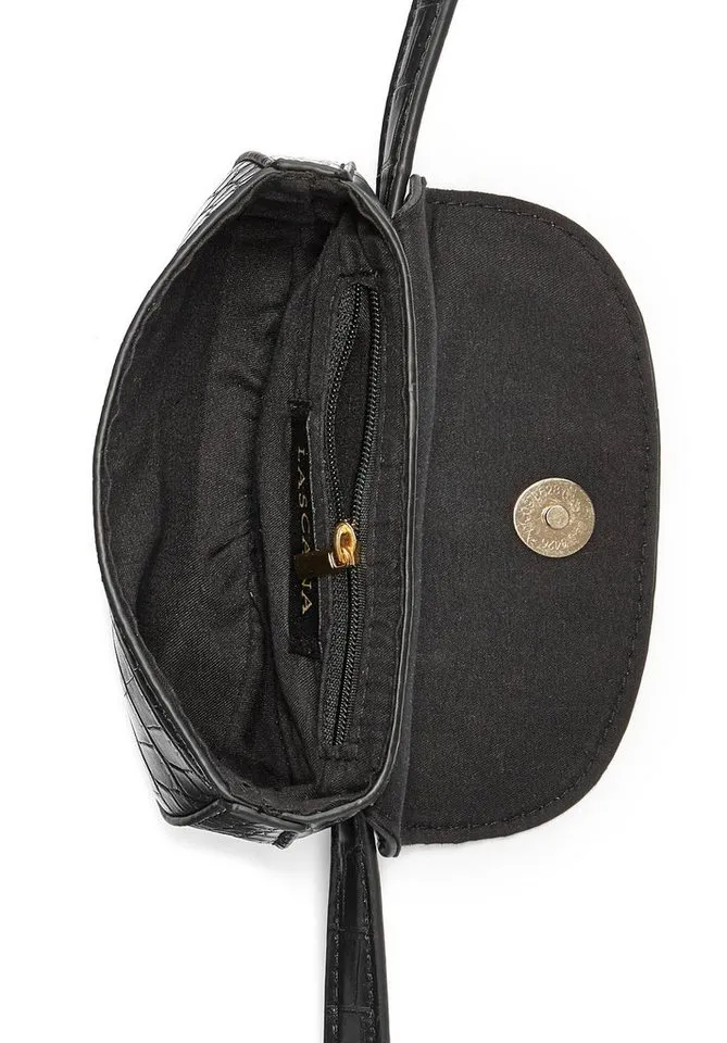 Lascana Lascana Bauchtasche Gürteltasche, Crossbody Bag, Brusttasche, Hüfttasche, Handtasche Damen zum Umhängen in Kroko-Optik VEGAN, Schwarz, – Produktbild 5 von 5