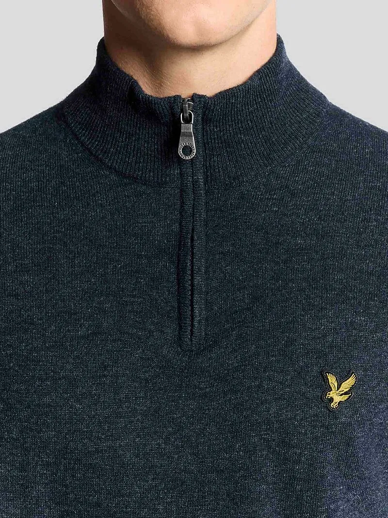 Lyle and Scott Lyle & Scott Half Zip Pull Merino Lammwolle Marine - Größe M, Dunkelblau, – Produktbild 3 von 5