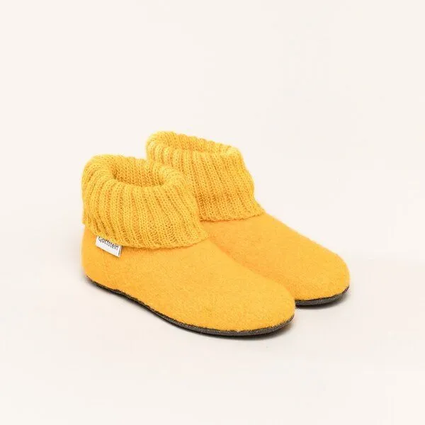 Gottstein Gottstein Kinder-Hüttenschuh Alpine Boot FE - Kinderhausschuh für Mädchen & Jungen aus 100% Schurwolle, Gelb, – Produktbild 1 von 4