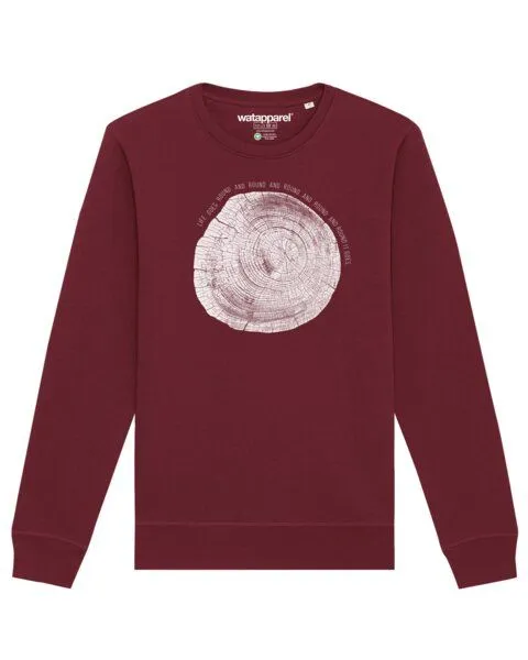 watapparel watapparel Sweatshirt Unisex Baumscheibe, Burgundy, – Produktbild 1 von 4