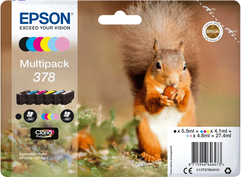 Epson Epson 6er Set Tintenpatronen 378 schwarz, cyan, magenta, gelb, light-cyan, light-magenta – Produktbild 2 von 2