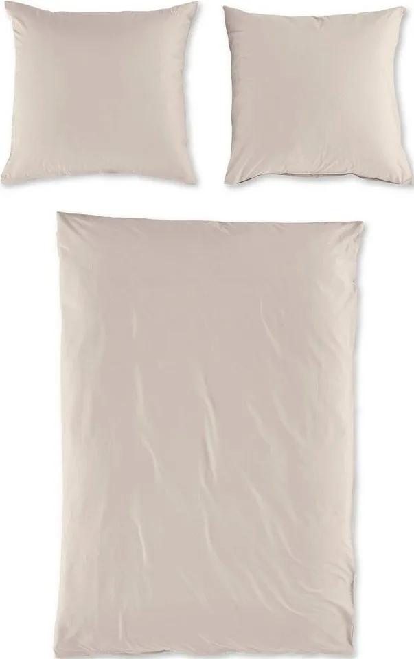 LeGer Home by Lena Gercke Bettwäsche Anisa in Gr. 135x200, 155x220 cm oder 200x200, Renforcé, 2 teilig, Bettwäsche aus Baumwolle, unifarbene Bettwäsche mit Reißverschluss, Beige|braun, – Produktbild 3 von 7