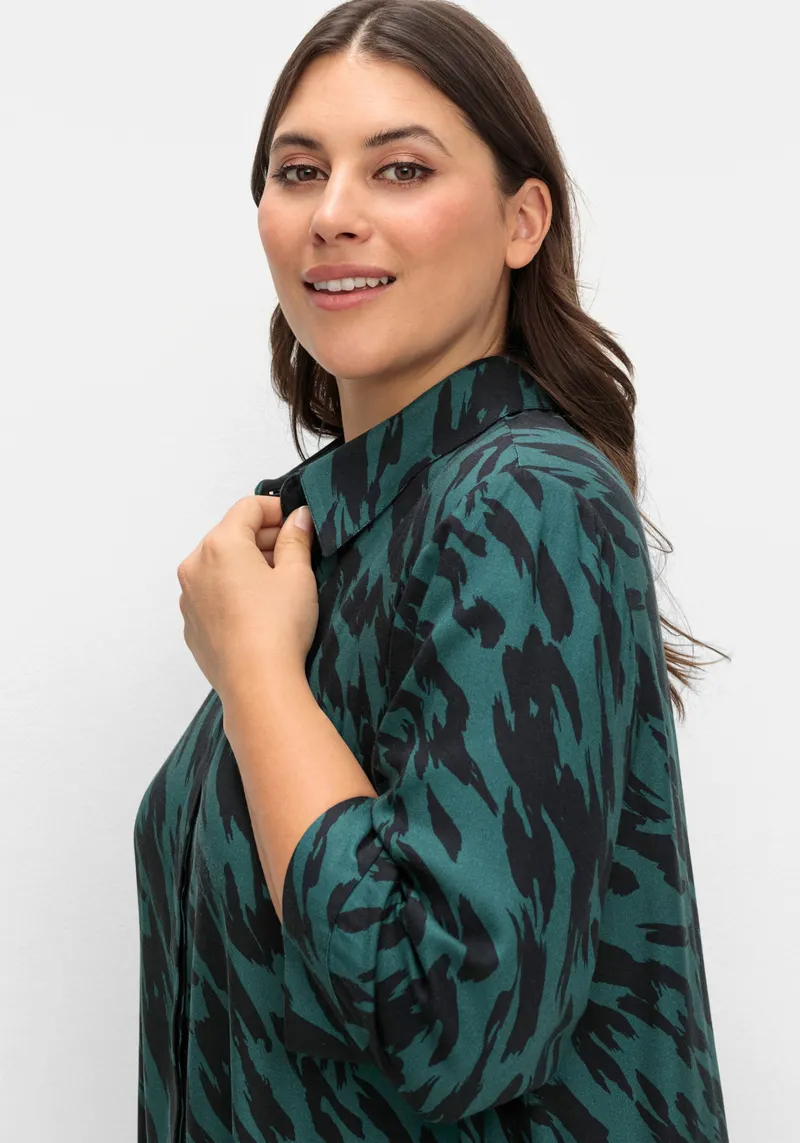 sheego Longbluse schwarz-gemustert, Schwarz-gemustert, – Produktbild 2 von 2