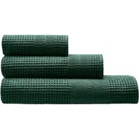 Cotonea Cotonea Waffelpikee Handtuch, 50 x 100 cm, Bio-Baumwolle, smaragd – Produktbild 1 von 1