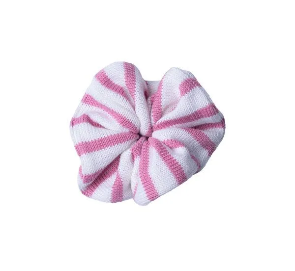 Kopyto Kopyto ROZELLA RWS – großes gestricktes Scrunchie für Haare mit Streifen, Weiß/rosa, – Produktbild 1 von 3