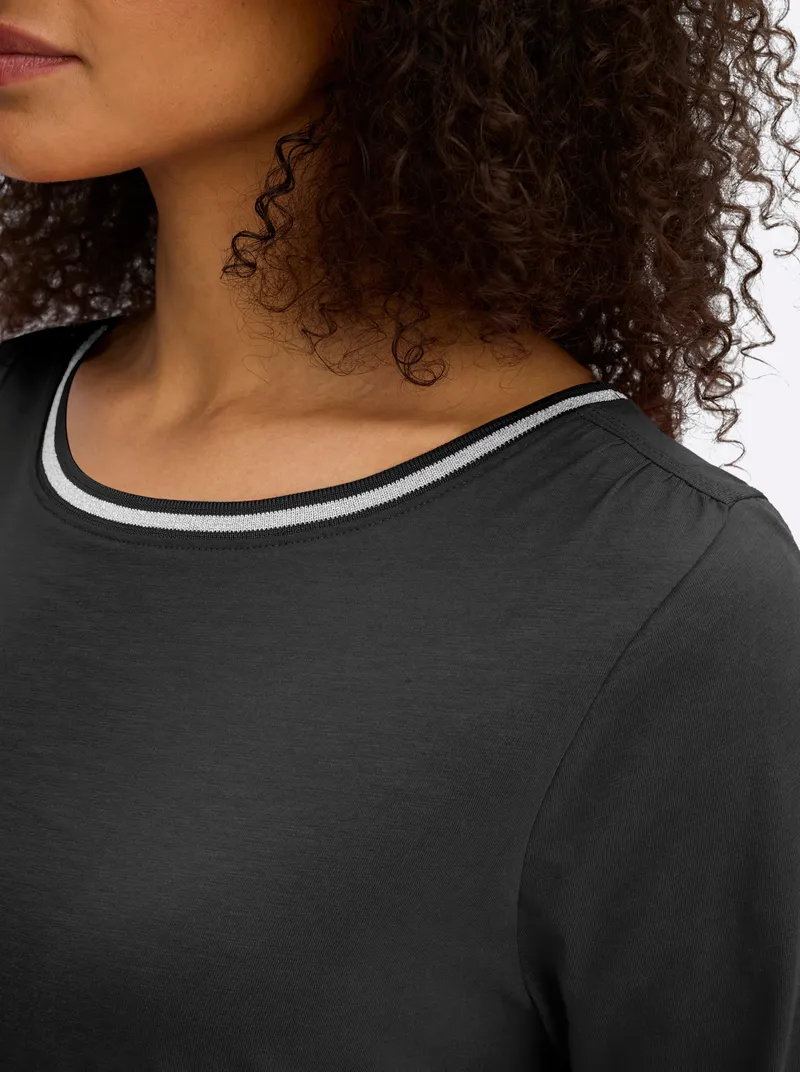 sheego 3/4-Arm-Shirt schwarz, Schwarz, – Produktbild 2 von 2