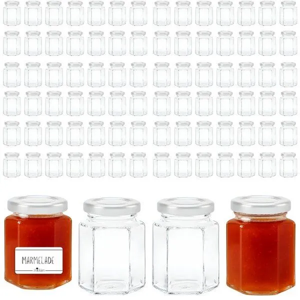 mikken mikken 100 kleine Marmeladengläser 110 ml Einmachgläser mit Schraubdeckel, Weiss, – Produktbild 1 von 3